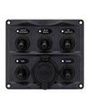 Switch Panel 5 Gang + 12V IP66 Waterproof Black