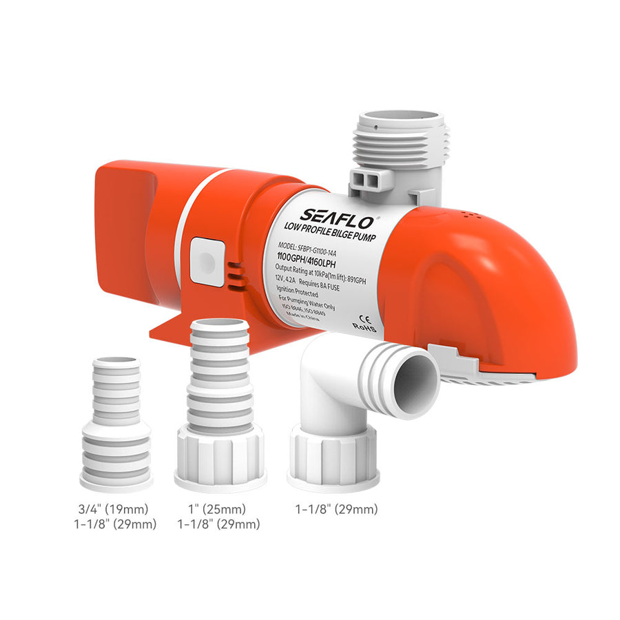 SEAFLO BILGE PUMP 1100GPH LOW PROFILE AUTOMATIC