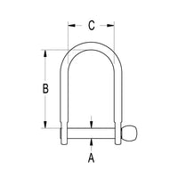 Ronstan Wide D Shackle 5/16" Pin