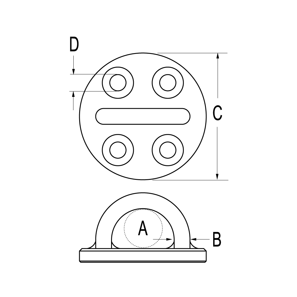 Ronstan Stainless Steel Padeye with 57.7mm Base 10mm