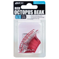 BKK Red Octopus Beak Hook Bulk 25 Pack [SZ:3/0]