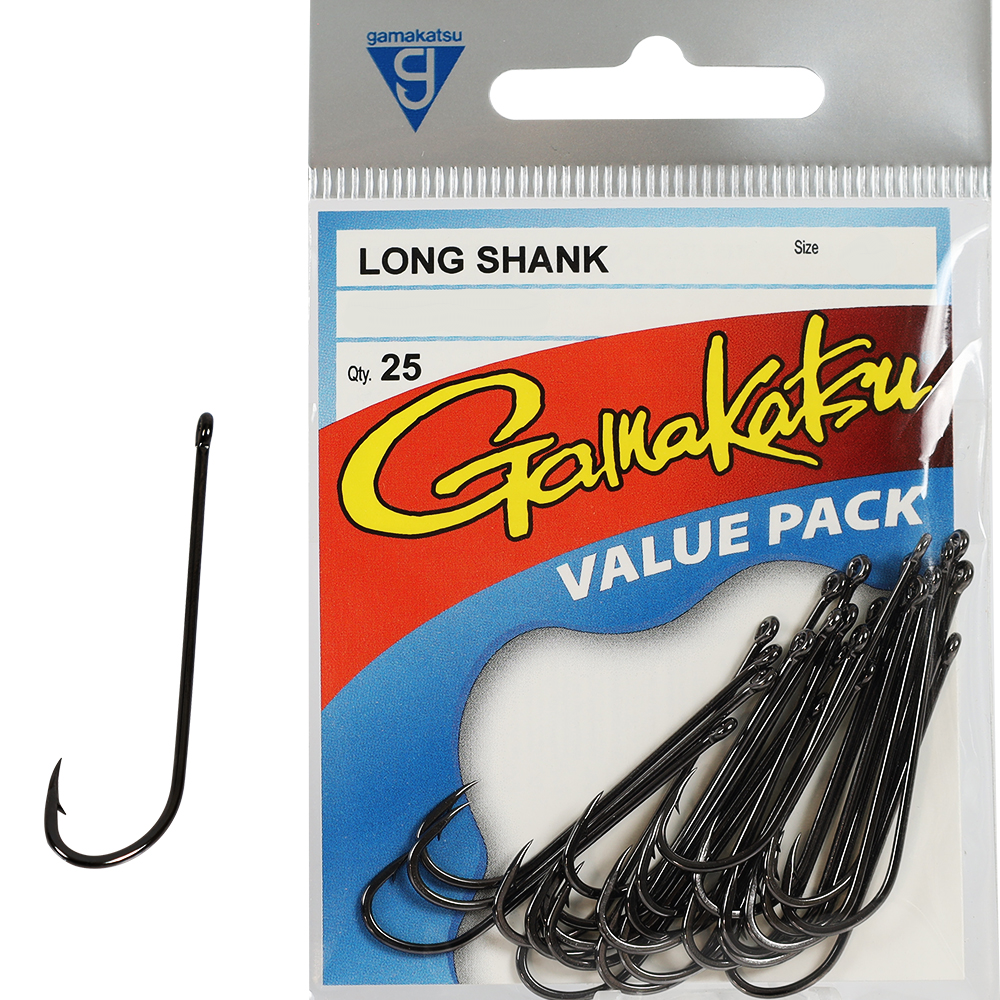 Gamakatsu Long Shank Black Bulk Pack [SZ:2 - 25 pack]