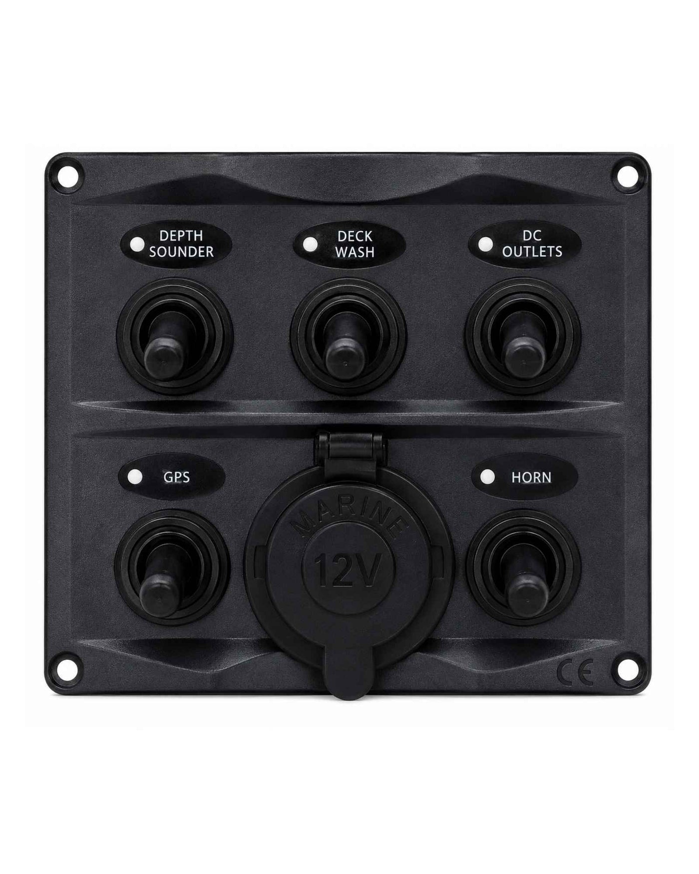 Switch Panel 5 Gang + 12V IP66 Waterproof Black