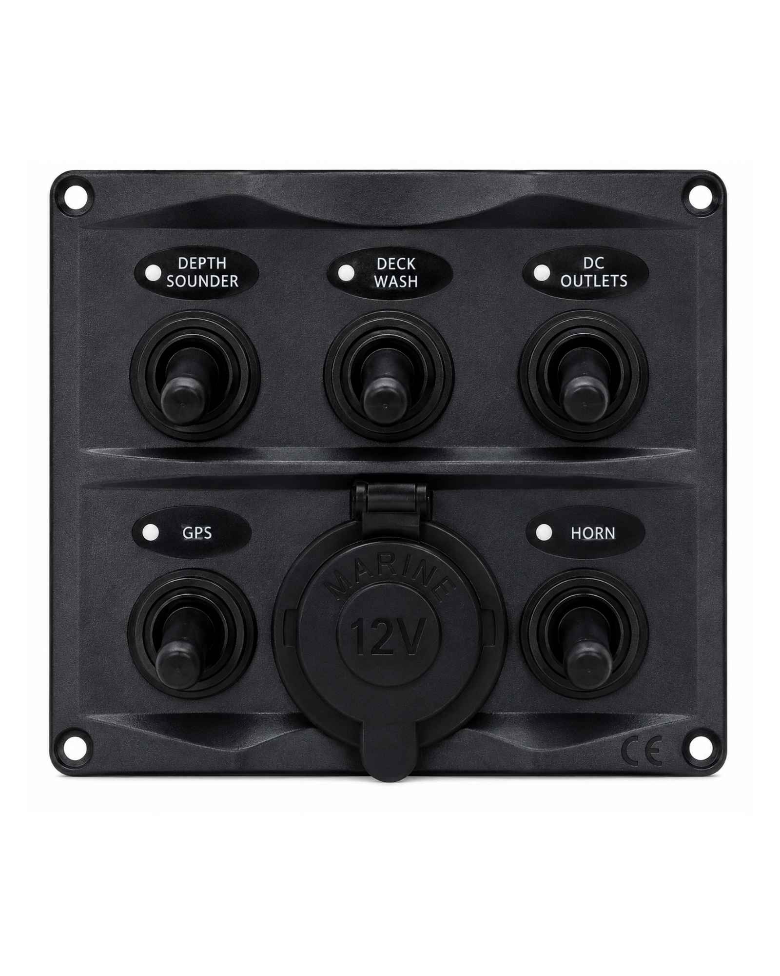 Switch Panel 5 Gang + 12V IP66 Waterproof Black