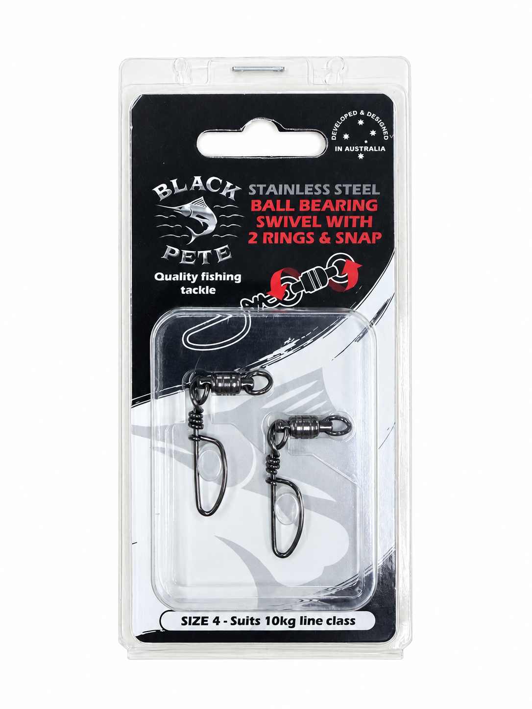 Black Pete Snap Swivel 2 Pack [SZ:#3 6-8kg]