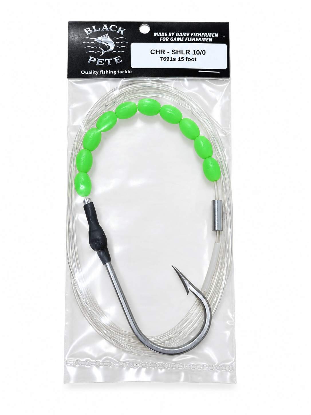 Black Pete Single Hook Lure Rig 15FT [SZ:7/0]