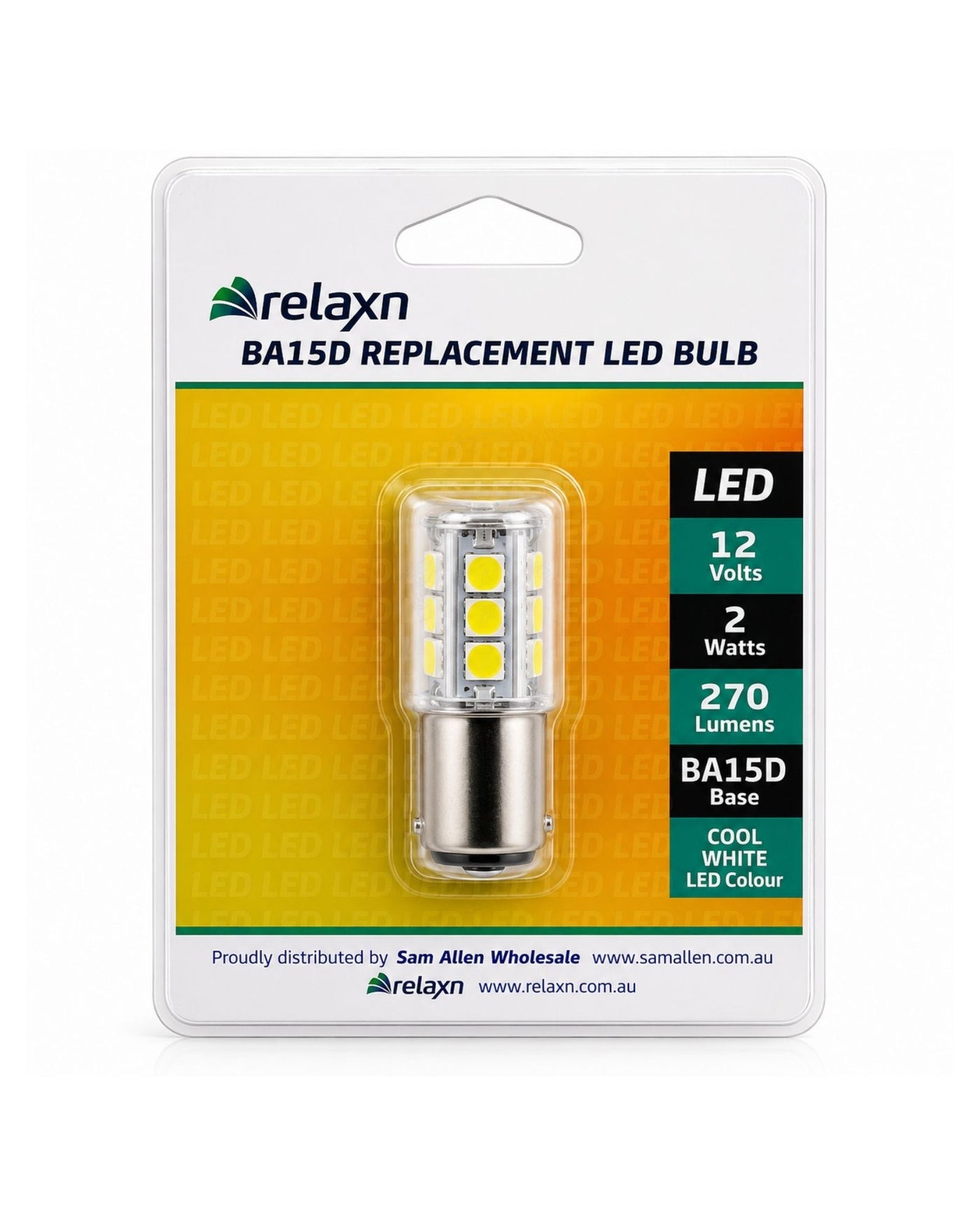 Bulb LED BA15D 18 chip cool white 12v