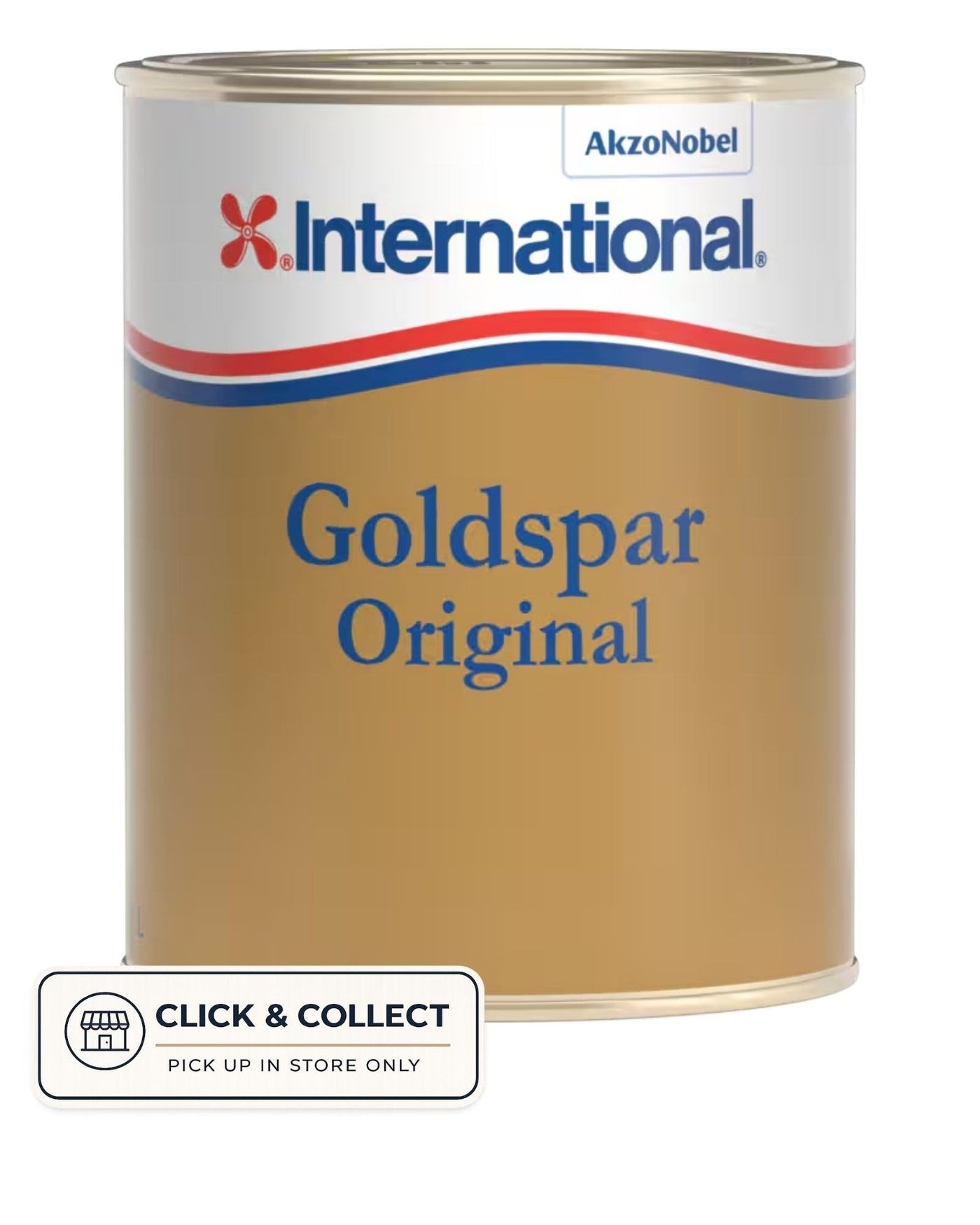Boat Harbour Marine International Goldspar Original marine varnish, satin finish, 2.5L can. Varnish with UV and abrasion resistance.