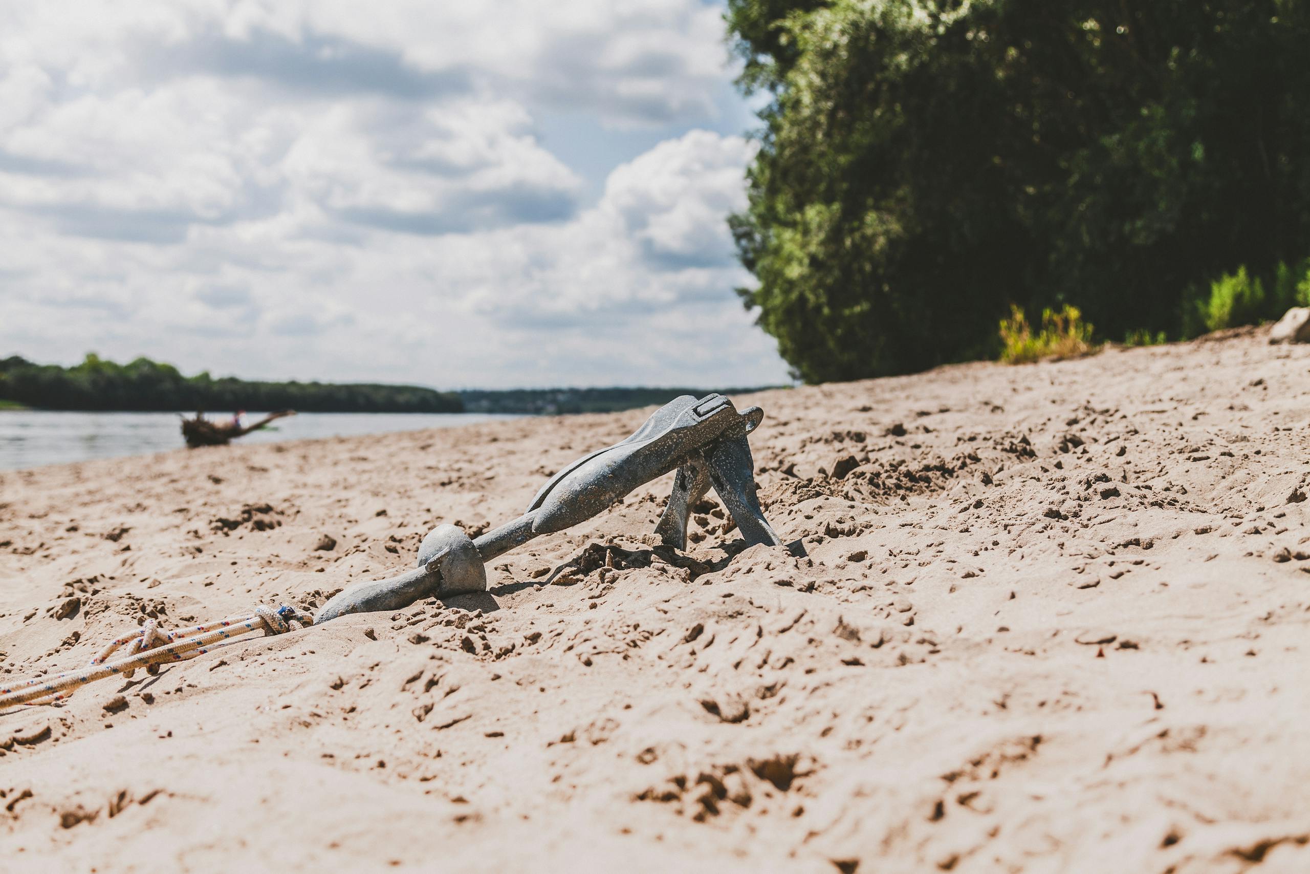 Gray Sand Anchor Near Seashore